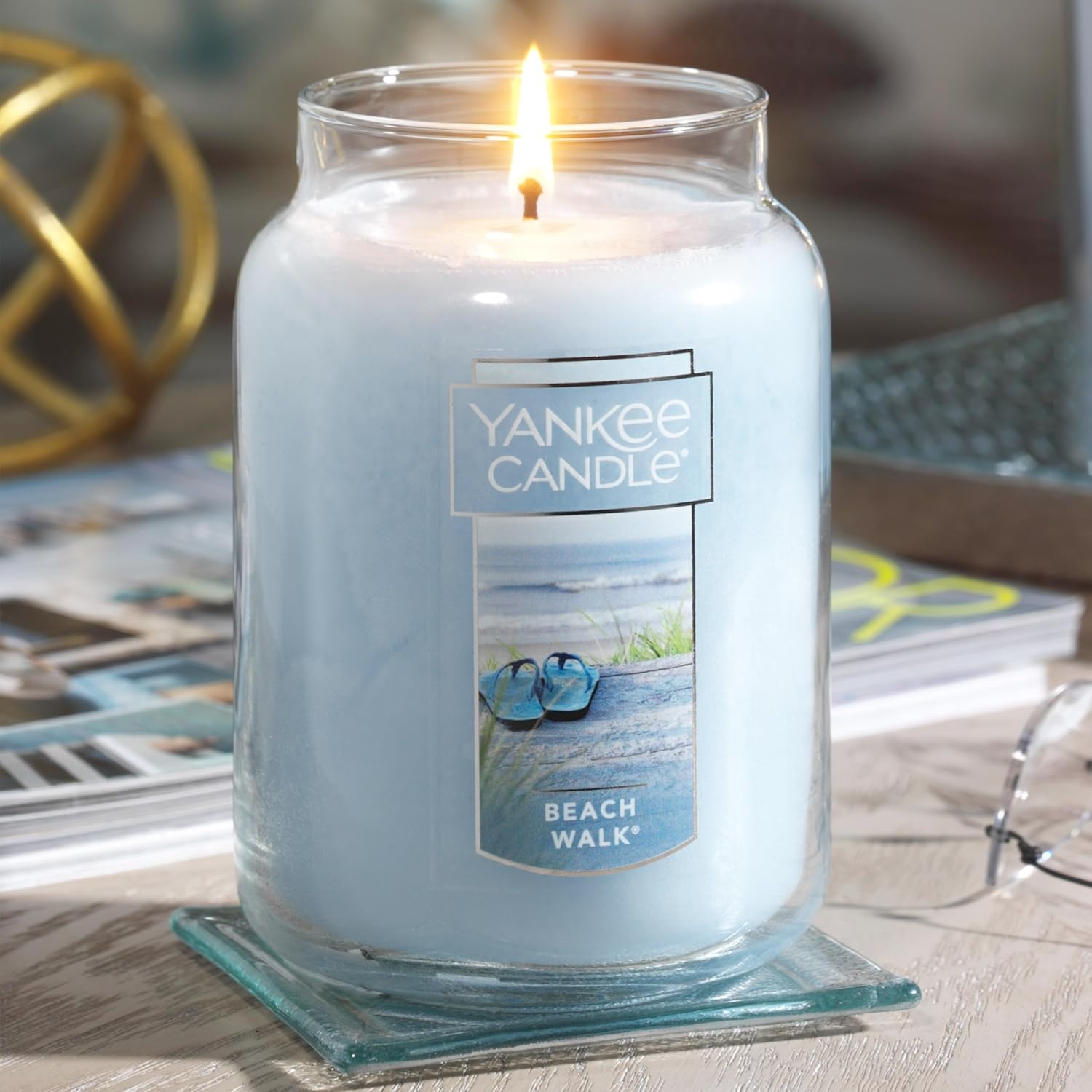 image:imageYankee Candle Beach Walk Scented Classic 22oz Large Jar Single Wick Candle Over 110 Hours of Burn Time Multicolored