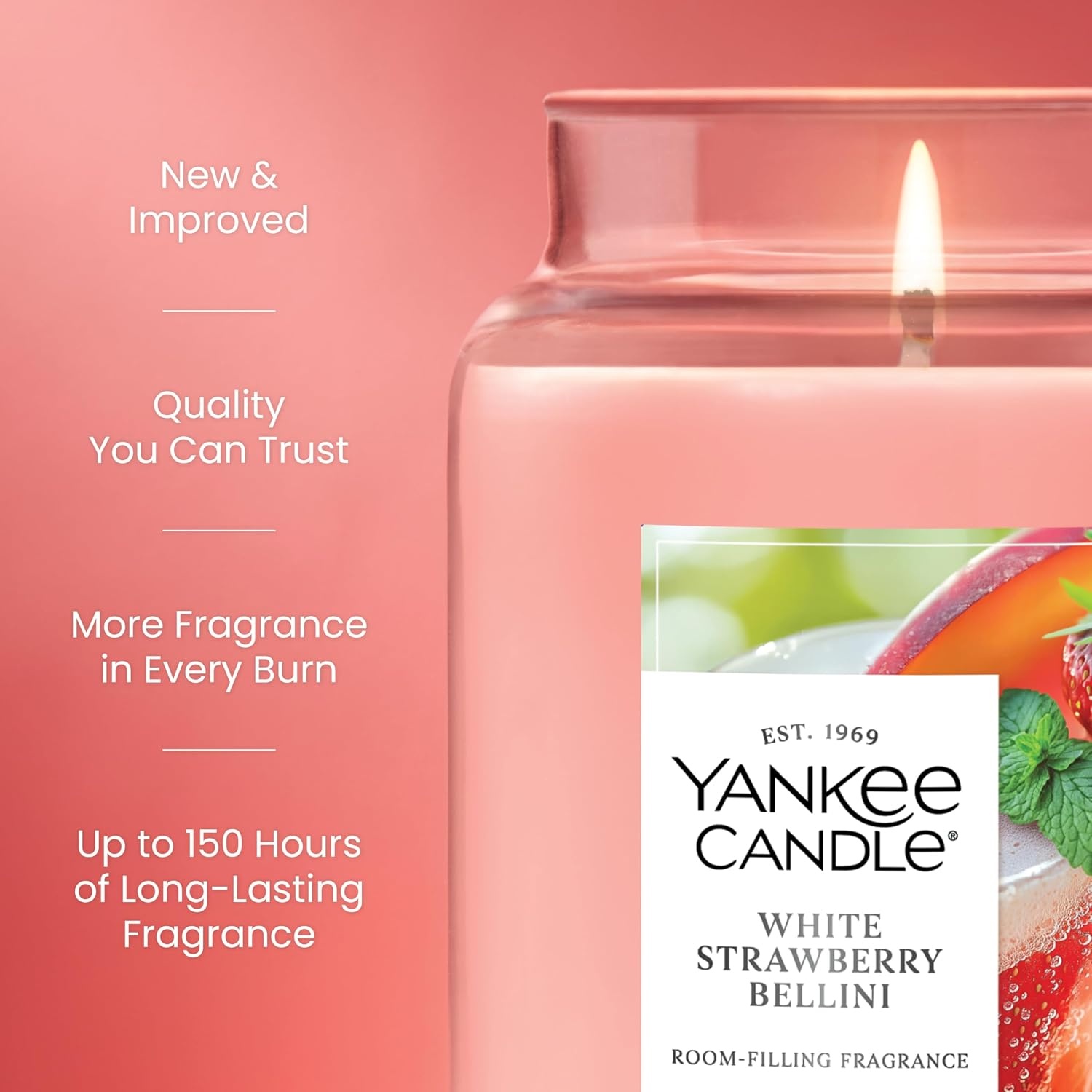 image:imageYankee Candle Black Cherry Scented Candle 22oz Large Jar with up to 150 Hour Burn Time GiftableWhite Strawberry Bellini