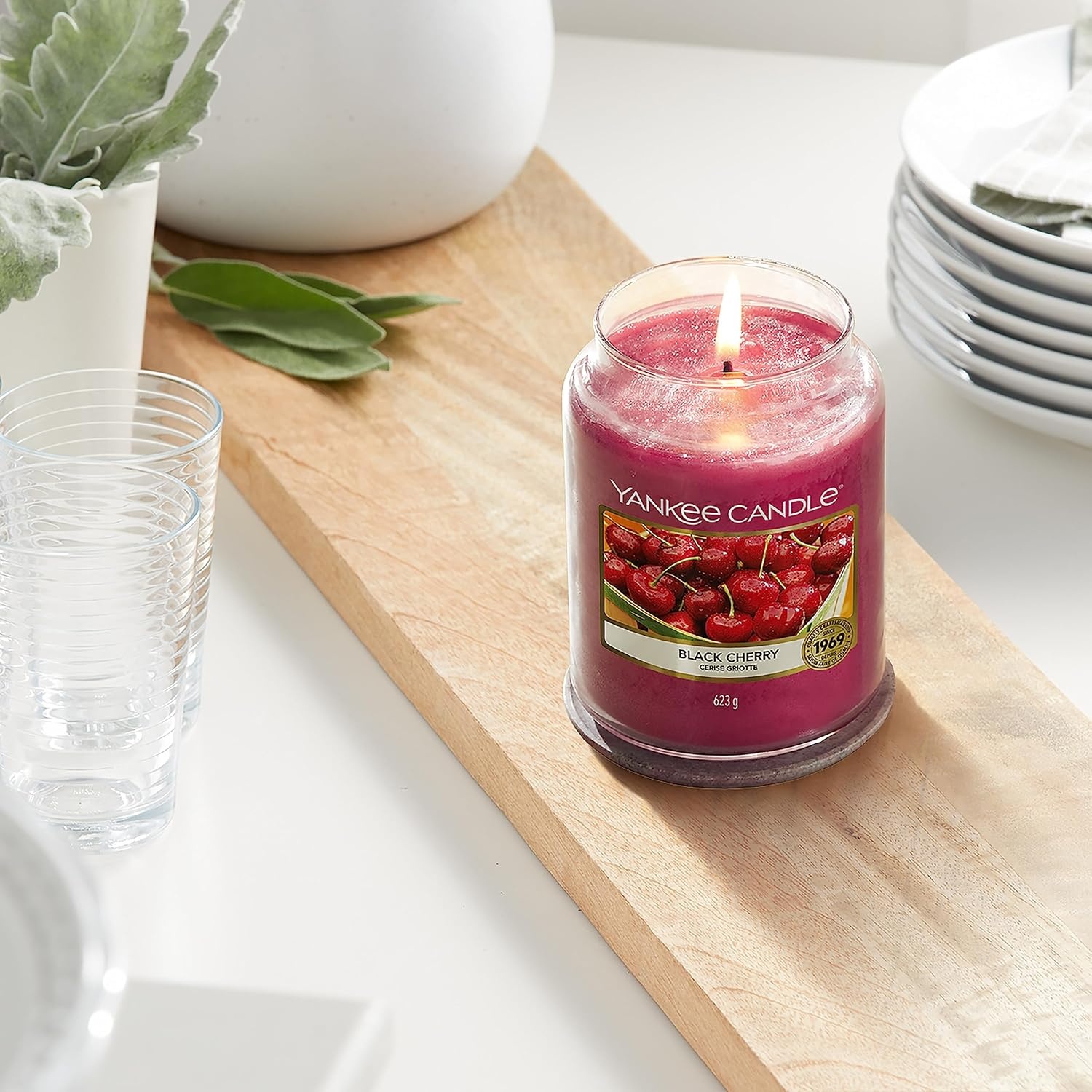 image:imageYankee Candle Black Cherry Scented Classic 22oz Large Jar Single Wick Candle Over 110 Hours of Burn Time Ideal for Home Dcor and GiftingBlack Cherry