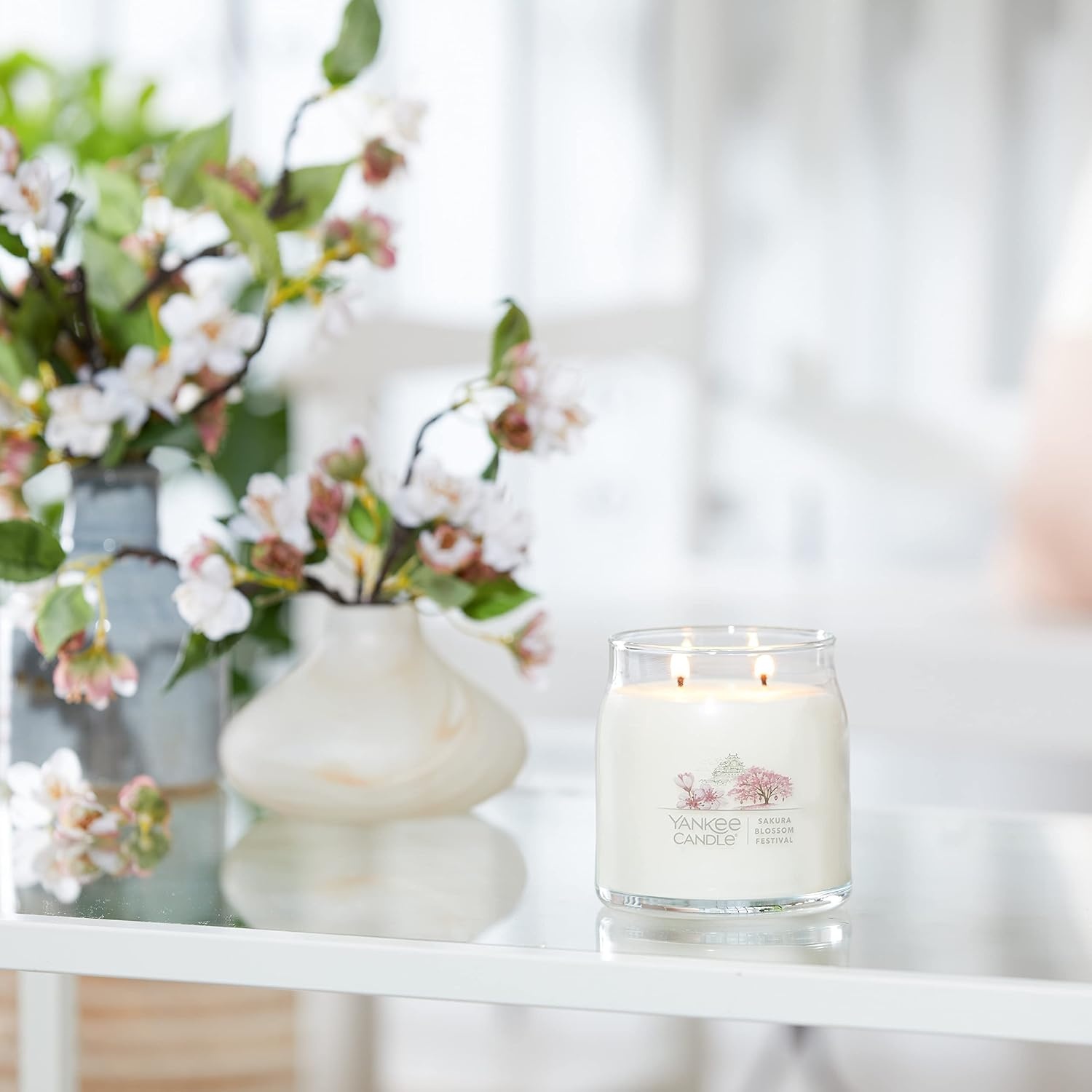 image:imageYankee Candle Black Cherry Scented Classic 22oz Large Jar Single Wick Candle Over 110 Hours of Burn Time Ideal for Home Dcor and GiftingSakura Blossom Festival