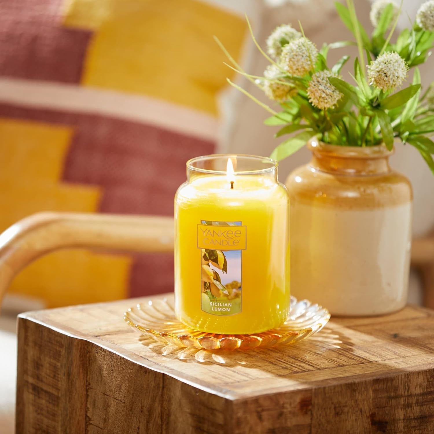 image:imageYankee Candle Black Cherry Scented Classic 22oz Large Jar Single Wick Candle Over 110 Hours of Burn Time Ideal for Home Dcor and GiftingSicilian Lemon