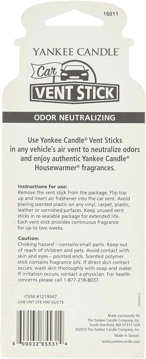 image:imageYankee Candle Car Air Fresheners Car Vent Stick Bahama Breeze Scented Includes 4 Odor Neutralizing Sticks Each Lasts Up To 2 Weeks1 Count Pack of 1