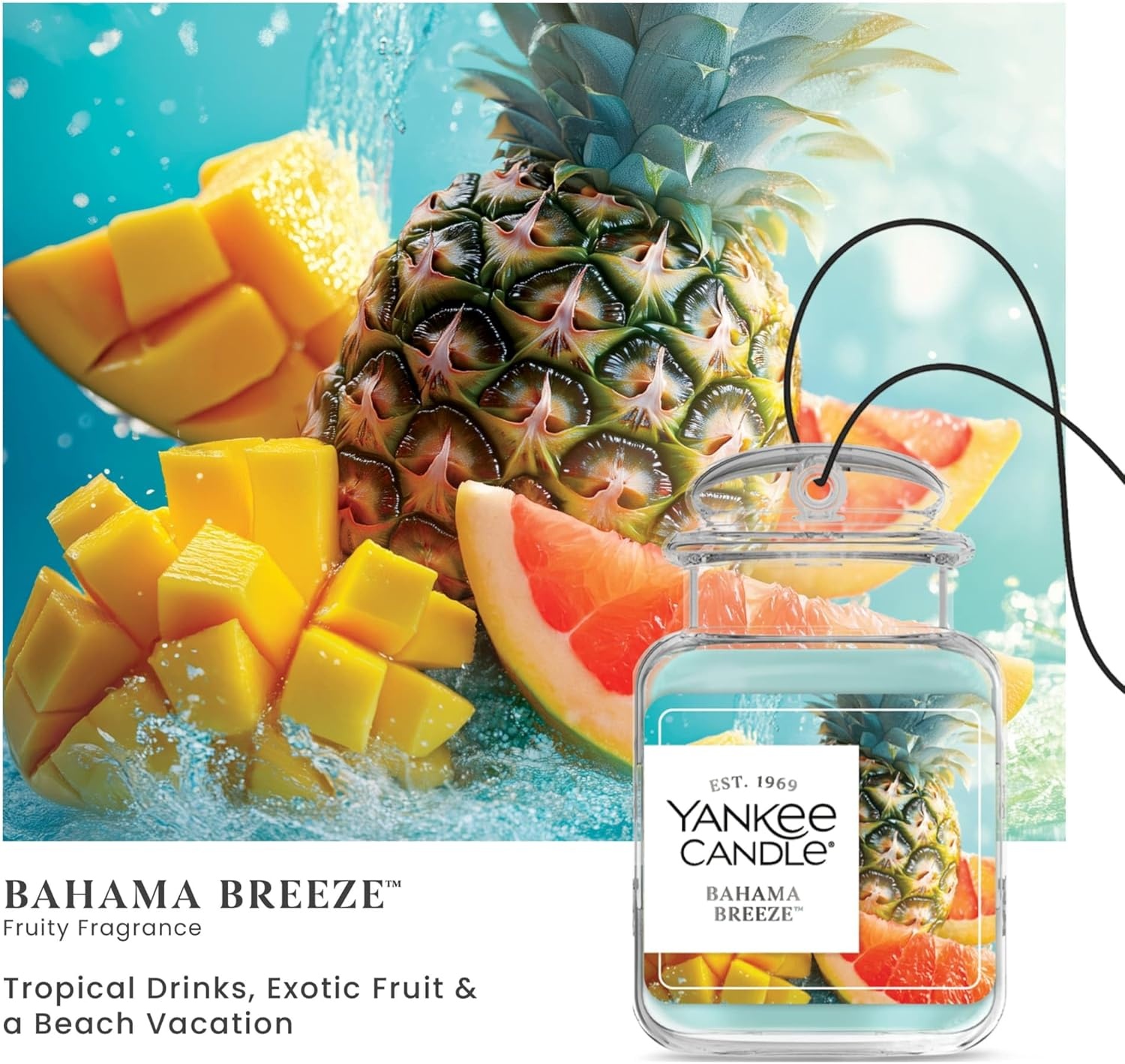 image:imageYankee Candle Car Jar Ultimate Air Freshener Hanging Car Freshener Long Lasting Car Fragrance Bahama Breeze Pack of 1Bahama Breeze