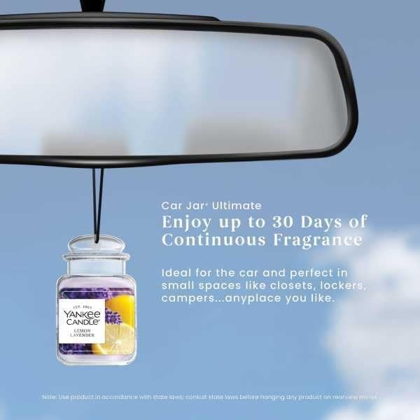 image:imageYankee Candle Car Jar Ultimate Air Freshener Hanging Car Freshener Long Lasting Car Fragrance Bahama Breeze Pack of 1Lemon Lavender