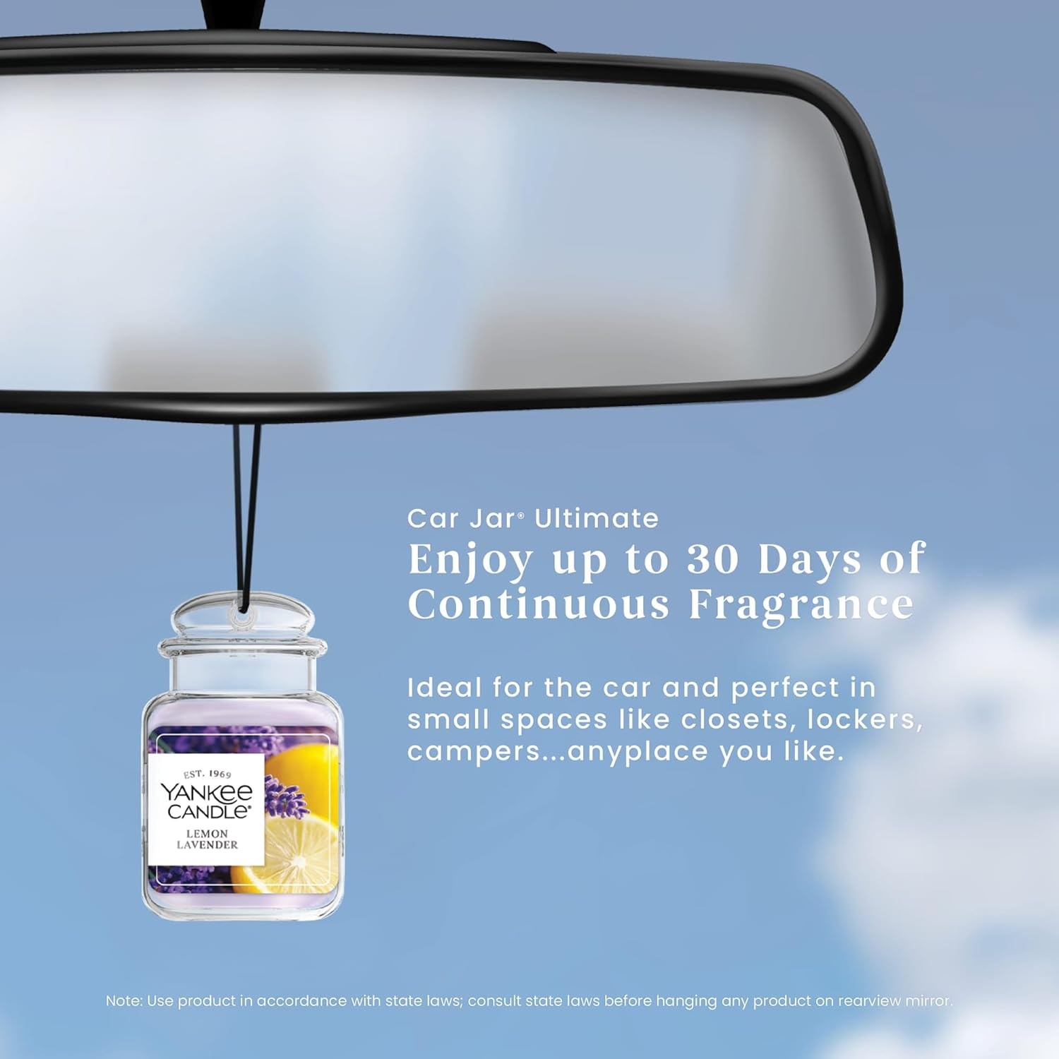 image:imageYankee Candle Car Jar Ultimate Air Freshener Hanging Car Freshener Long Lasting Car Fragrance Bahama Breeze Pack of 1Lemon Lavender
