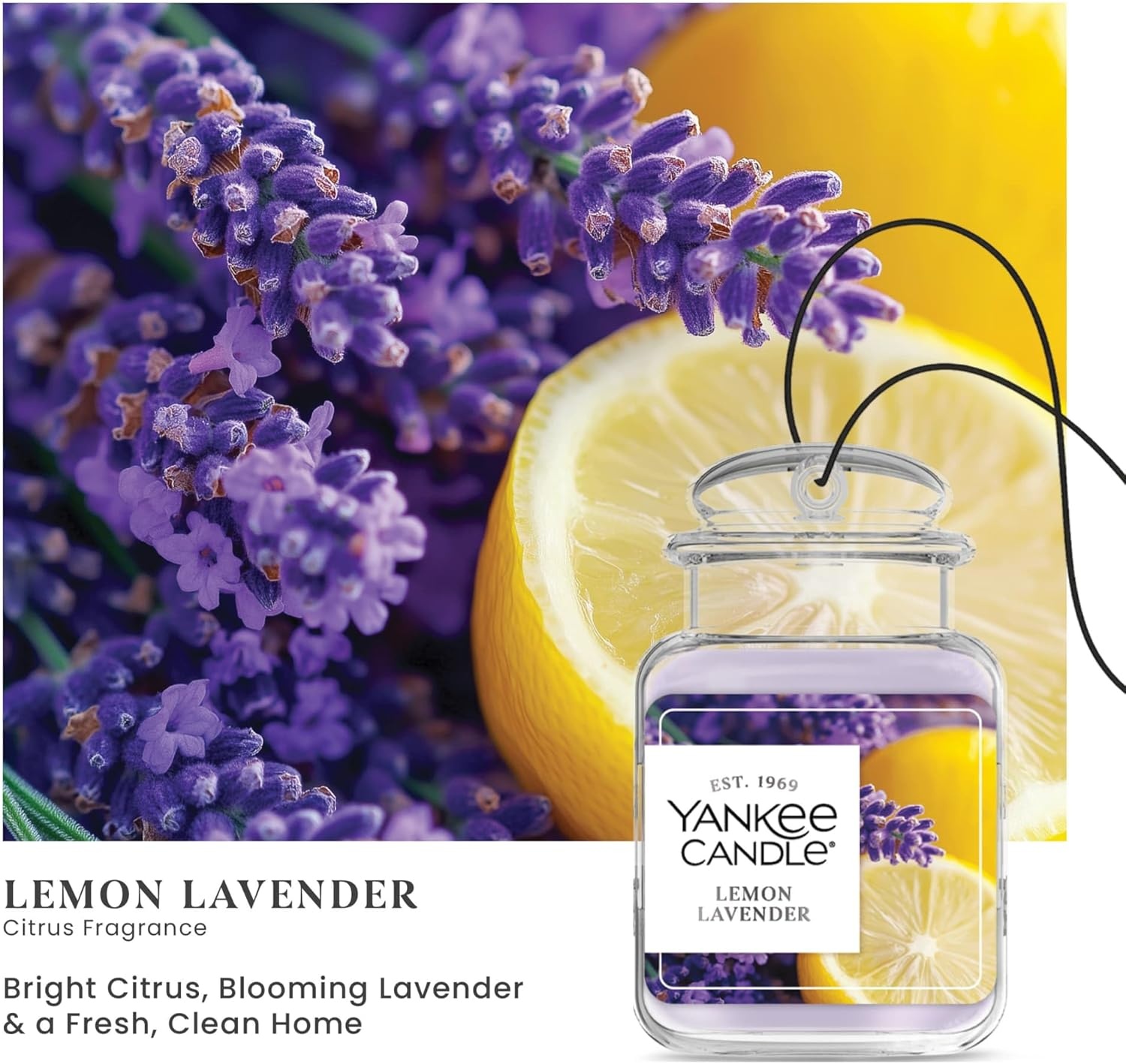 image:imageYankee Candle Car Jar Ultimate Air Freshener Hanging Car Freshener Long Lasting Car Fragrance Bahama Breeze Pack of 1Lemon Lavender