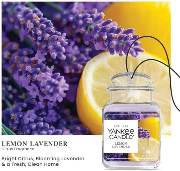 image:imageYankee Candle Car Jar Ultimate Air Freshener Hanging Car Freshener Long Lasting Car Fragrance Bahama Breeze Pack of 1Lemon Lavender