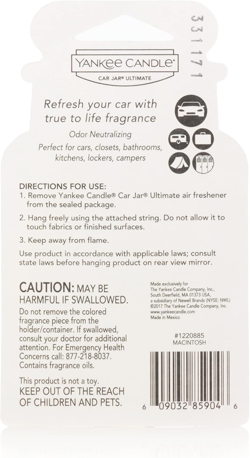 image:imageYankee Candle Car Jar Ultimate Air Freshener Hanging Car Freshener Long Lasting Car Fragrance Bahama Breeze Pack of 1Macintosh