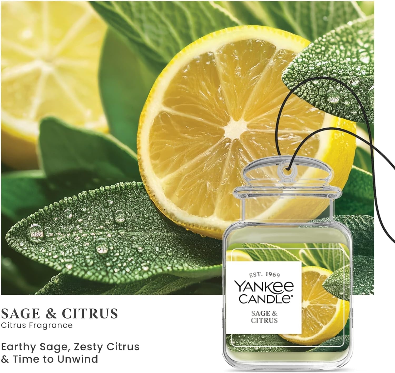 image:imageYankee Candle Car Jar Ultimate Air Freshener Hanging Car Freshener Long Lasting Car Fragrance Bahama Breeze Pack of 1Sage Citrus