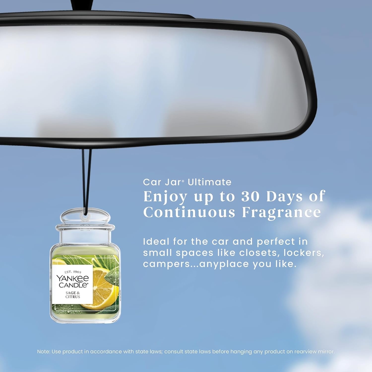 image:imageYankee Candle Car Jar Ultimate Air Freshener Hanging Car Freshener Long Lasting Car Fragrance Bahama Breeze Pack of 1Sage Citrus