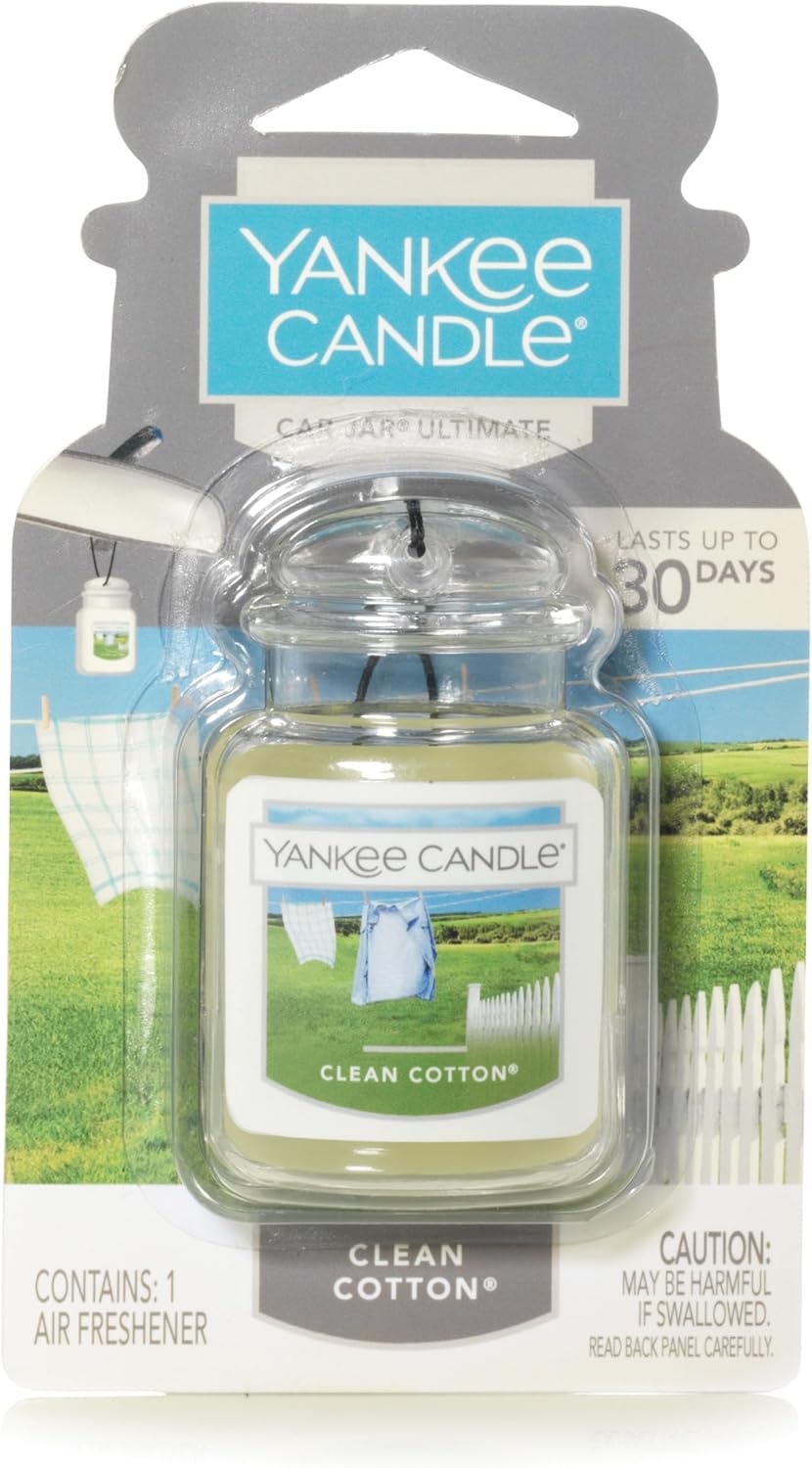 image:imageYankee Candle Car Jar Ultimate Air Freshener Hanging Car Freshener Long Lasting Odor Neutralizing Fragrance Clean Cotton Pack of 11 Count Pack of 12