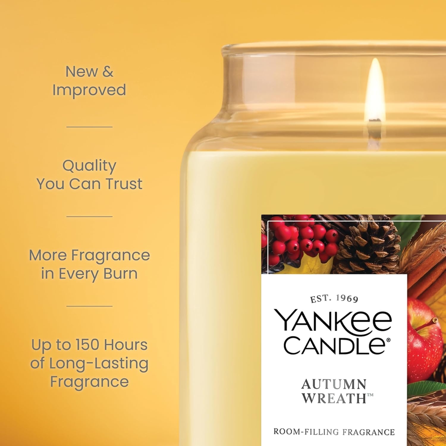 image:imageYankee Candle Home Sweet Home Scented Candle 22oz Large Jar Up to 150 Hour Burn Time GiftableAutumn Wreath