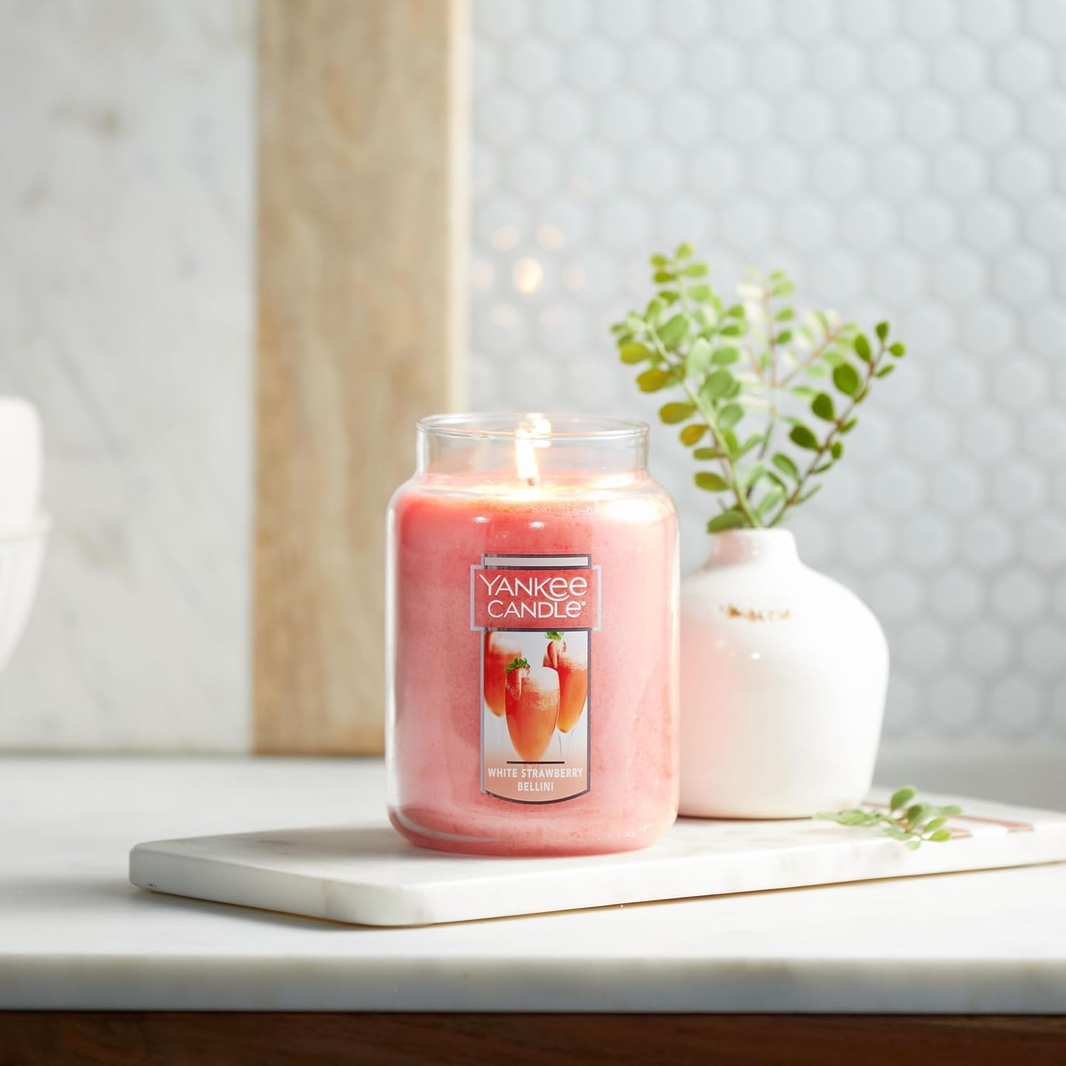 image:imageYankee Candle Honey Clementine Scented Classic 22oz Large Jar Single Wick Aromatherapy Candle Over 110 Hours of Burn Time Apothecary Jar Fall Scented for HomeWhite Strawberry Bellini