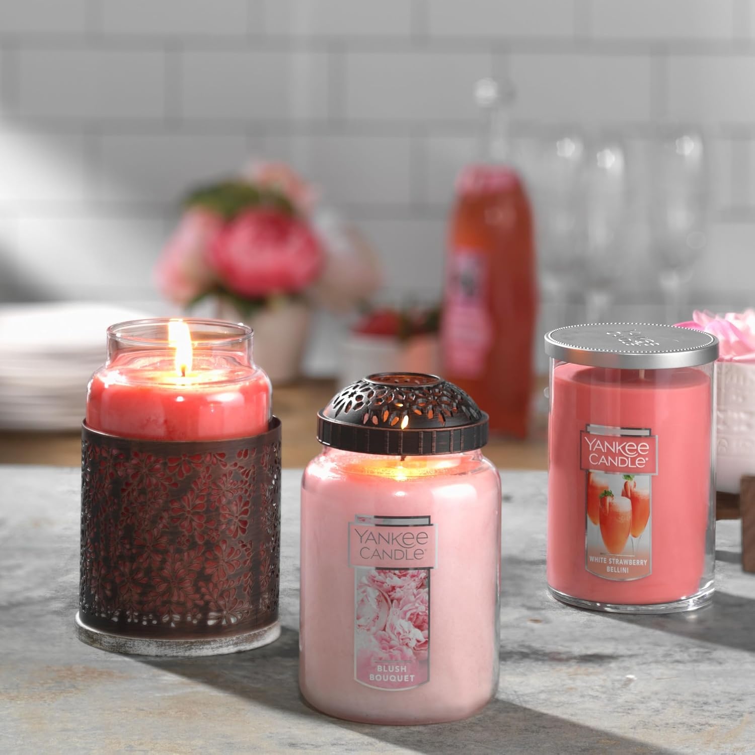 image:imageYankee Candle Honey Clementine Scented Classic 22oz Large Jar Single Wick Aromatherapy Candle Over 110 Hours of Burn Time Apothecary Jar Fall Scented for HomeWhite Strawberry Bellini