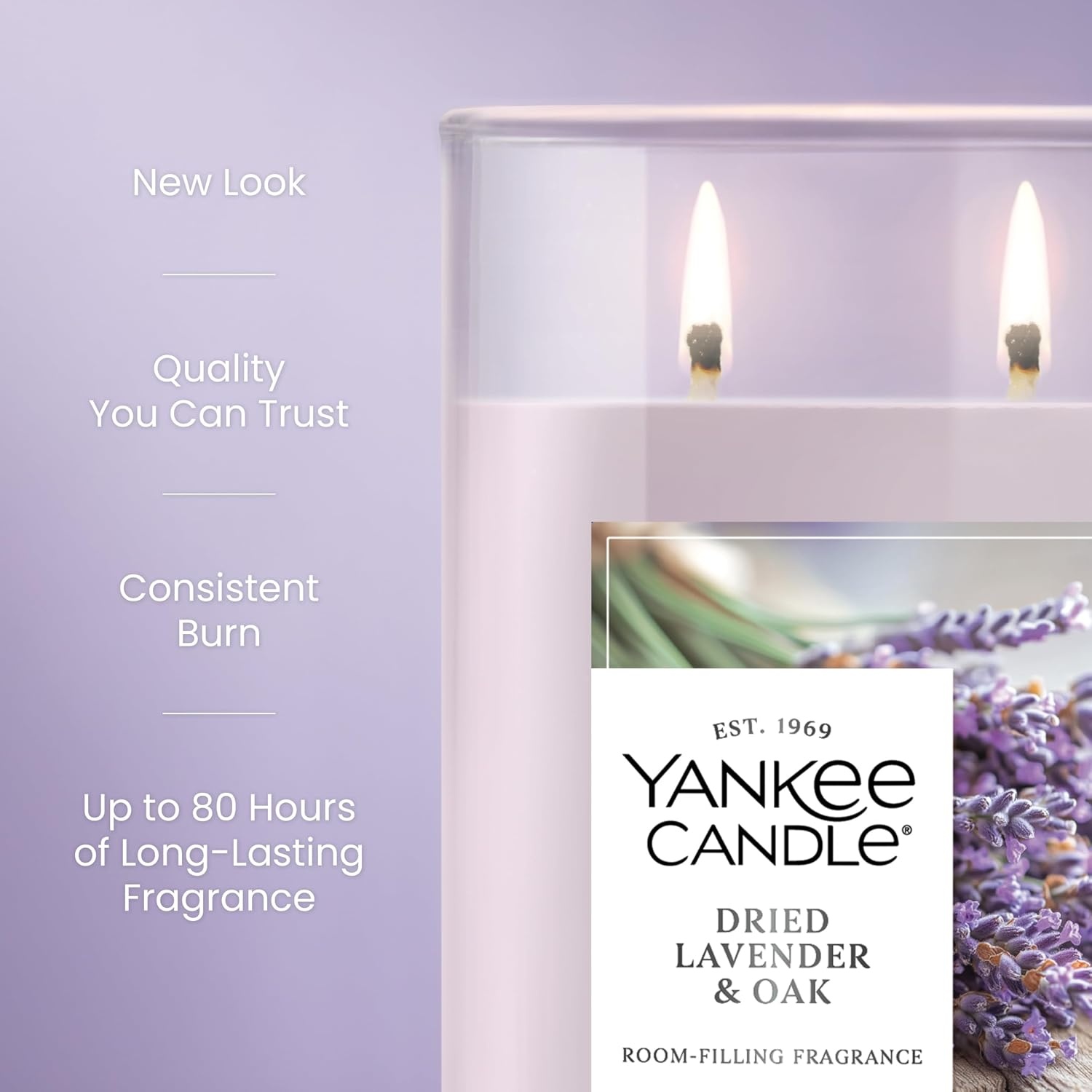 image:imageYankee Candle Large Tumbler Scented Candle with up to 80 Hour Burn Time Premium Plant Wax Blend for Consistent Burn 20 oz Tumbler Candle with Room Filling Fragrance Lilac BlossomsDried Lavender Oak