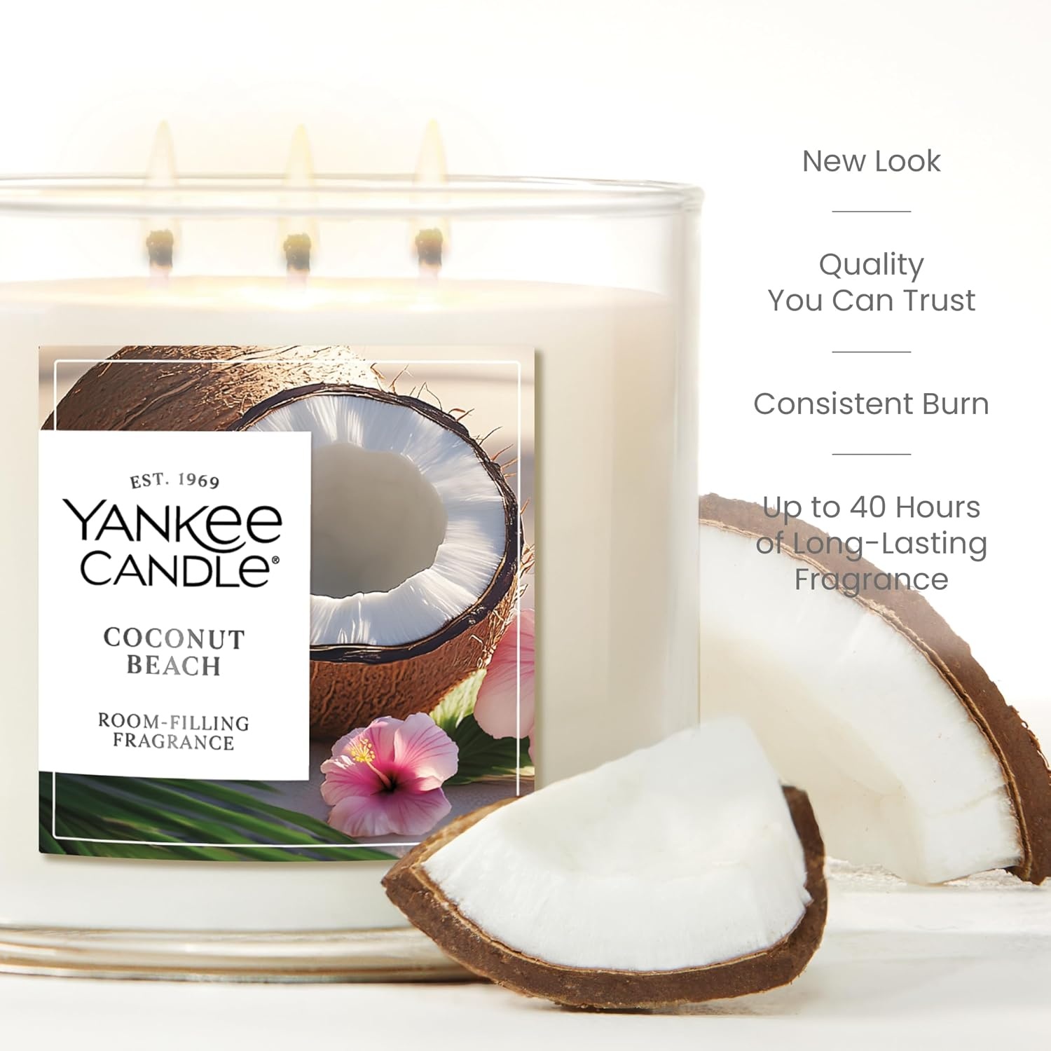 image:imageYankee Candle Large Tumbler Scented Candle with up to 80 Hour Burn Time Premium Plant Wax Blend for Consistent Burn 20 oz Tumbler Candle with Room Filling Fragrance Coconut BeachCoconut Beach