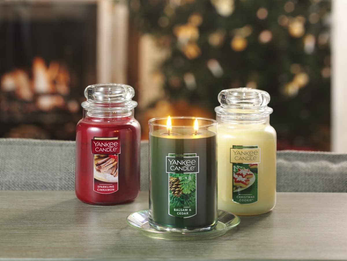 image:imageYankee Candle Large Tumbler Scented Candle with up to 80 Hour Burn Time Premium Plant Wax Blend for Consistent Burn 20 oz Tumbler Candle with Room Filling Fragrance Christmas EveBalsam Cedar