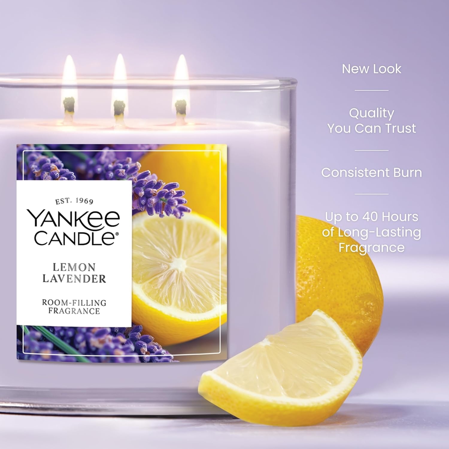 image:imageYankee Candle Large Tumbler Scented Candle with up to 80 Hour Burn Time Premium Plant Wax Blend for Consistent Burn 20 oz Tumbler Candle with Room Filling Fragrance Lilac BlossomsLemon Lavender