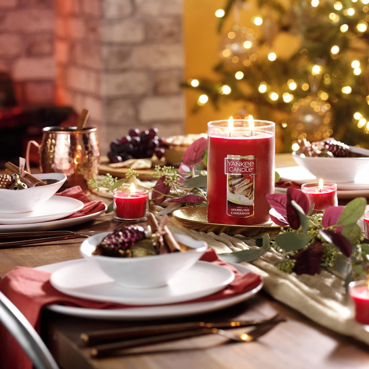 image:imageYankee Candle Large Tumbler Scented Candle with up to 80 Hour Burn Time Premium Plant Wax Blend for Consistent Burn 20 oz Tumbler Candle with Room Filling Fragrance Christmas EveSparkling Cinnamon