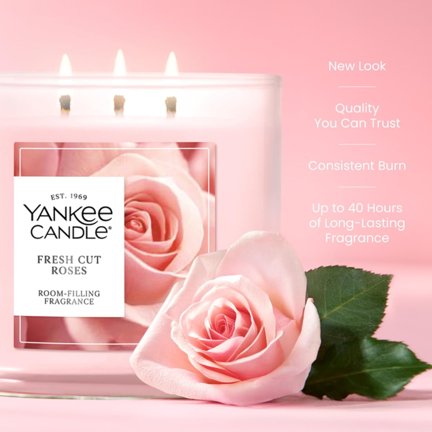 image:imageYankee Candle Large Tumbler Scented Candle with up to 80 Hour Burn Time Premium Plant Wax Blend for Consistent Burn 20 oz Tumbler Candle with Room Filling Fragrance Lilac BlossomsFresh Cut Roses