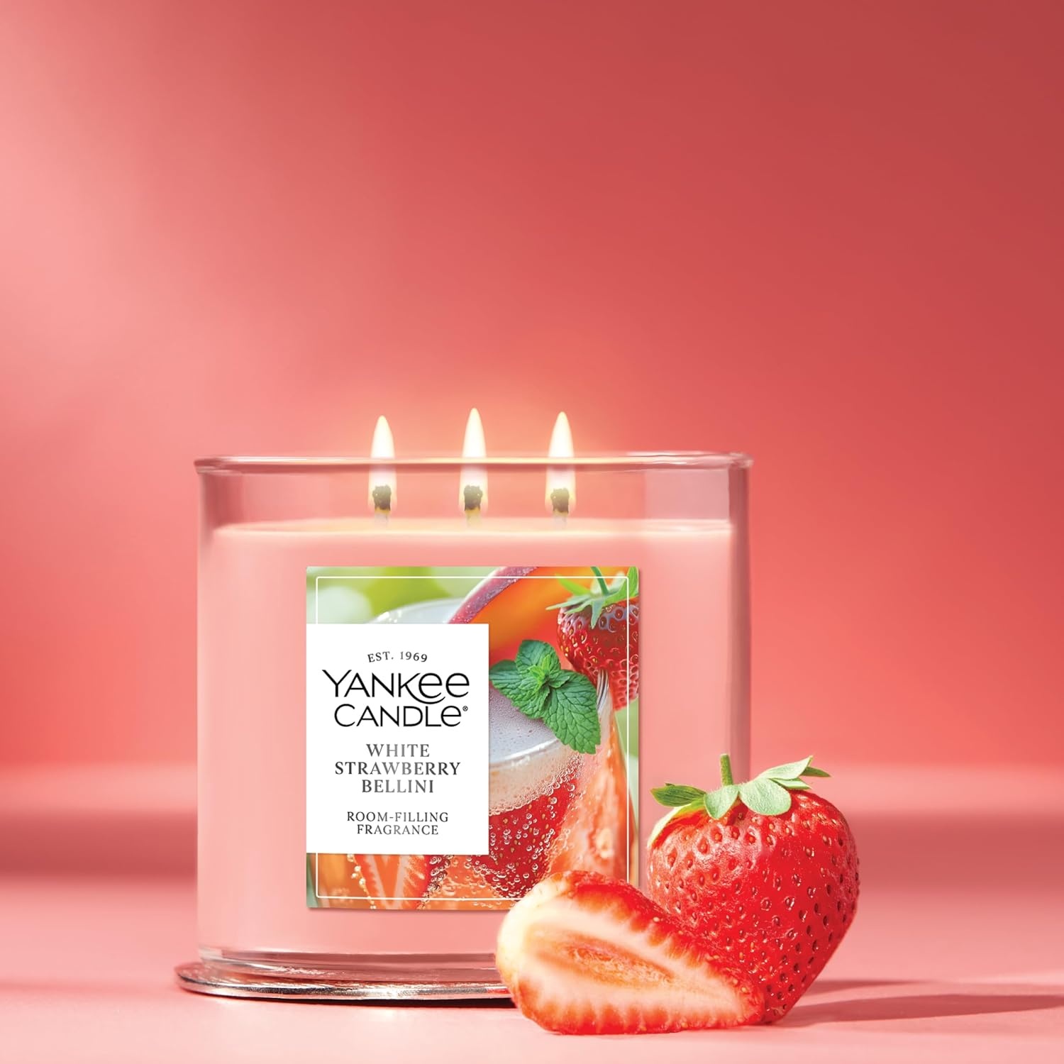 image:imageYankee Candle Large Tumbler Scented Candle with up to 80 Hour Burn Time Premium Plant Wax Blend for Consistent Burn 20 oz Tumbler Candle with Room Filling Fragrance Tangerine amp VanillaWhite Strawberry Bellini