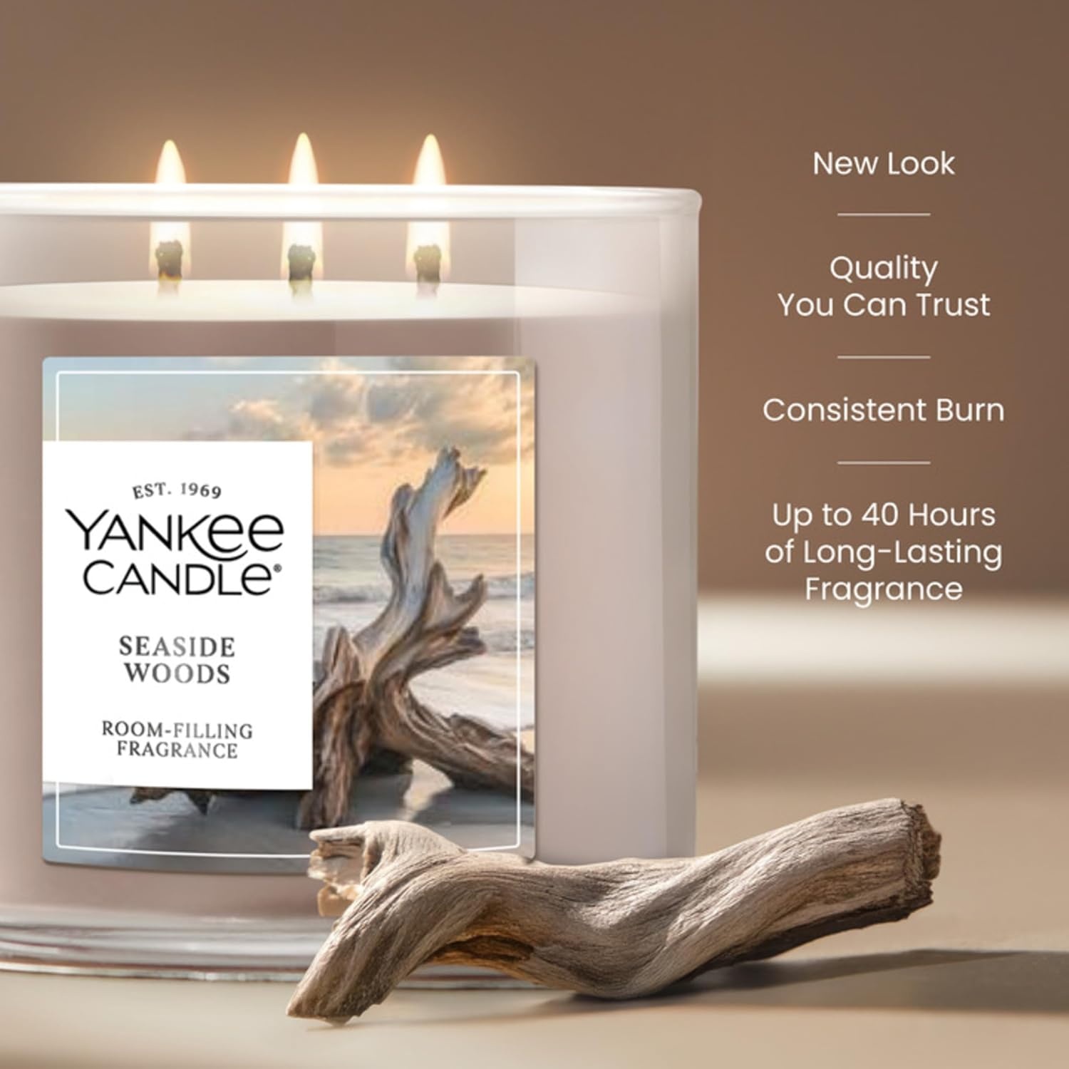 image:imageYankee Candle Large Tumbler Scented Candle with up to 80 Hour Burn Time Premium Plant Wax Blend for Consistent Burn 20 oz Tumbler Candle with Room Filling Fragrance Coconut BeachSeaside Woods