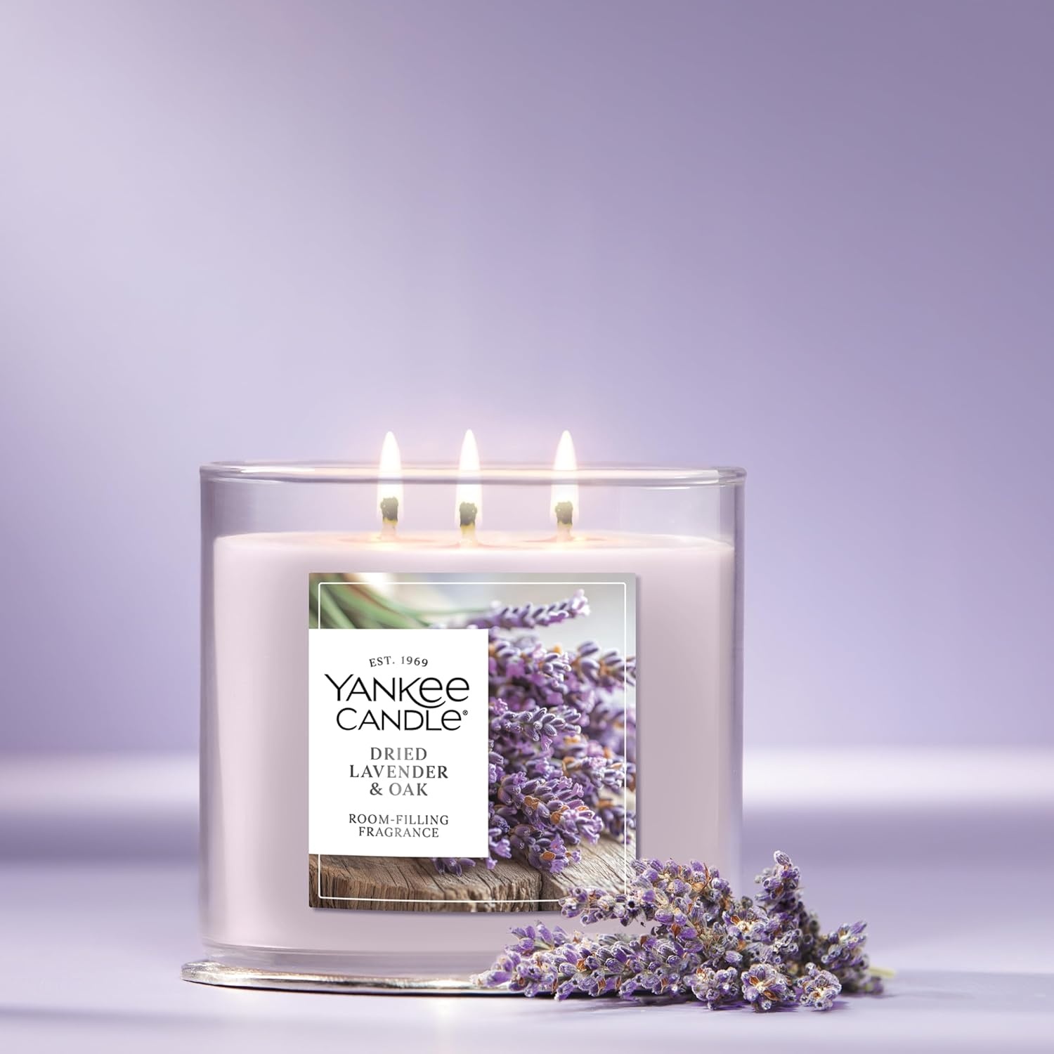 image:imageYankee Candle Large Tumbler Scented Candle with up to 80 Hour Burn Time Premium Plant Wax Blend for Consistent Burn 20 oz Tumbler Candle with Room Filling Fragrance Lilac BlossomsDried Lavender Oak
