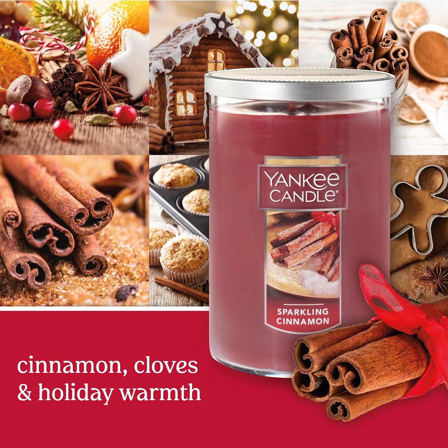 image:imageYankee Candle Large Tumbler Scented Candle with up to 80 Hour Burn Time Premium Plant Wax Blend for Consistent Burn 20 oz Tumbler Candle with Room Filling Fragrance Christmas EveSparkling Cinnamon