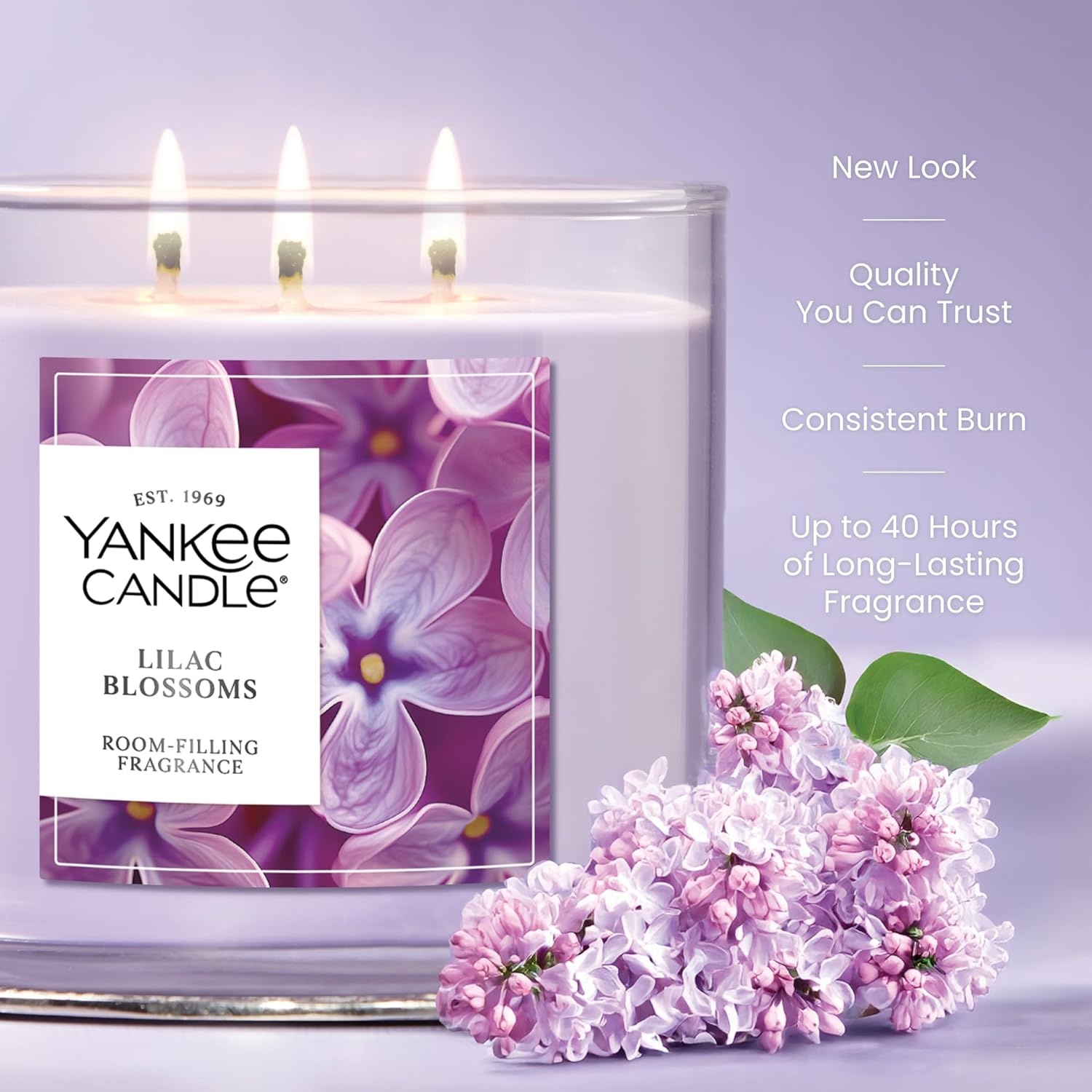 image:imageYankee Candle Large Tumbler Scented Candle with up to 80 Hour Burn Time Premium Plant Wax Blend for Consistent Burn 20 oz Tumbler Candle with Room Filling Fragrance Lilac BlossomsLilac Blossoms