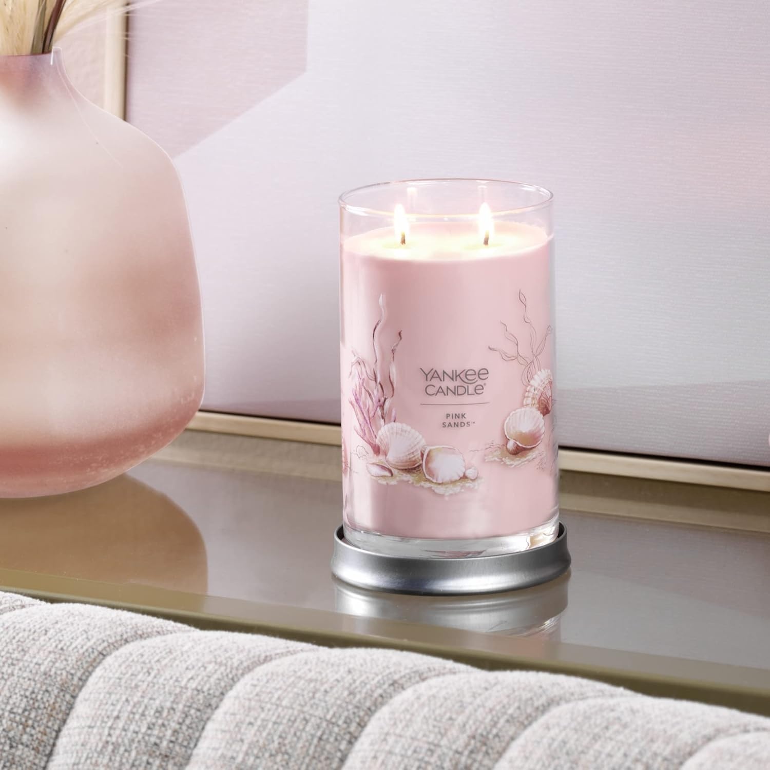 image:imageYankee Candle Large Tumbler Scented Candle with up to 80 Hour Burn Time Premium Plant Wax Blend for Consistent Burn 20 oz Tumbler Candle with Room Filling Fragrance Coconut BeachPink Sands