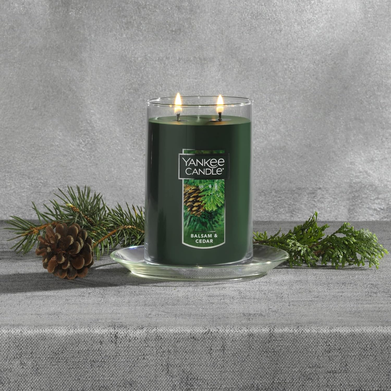 image:imageYankee Candle Large Tumbler Scented Candle with up to 80 Hour Burn Time Premium Plant Wax Blend for Consistent Burn 20 oz Tumbler Candle with Room Filling Fragrance Christmas EveBalsam Cedar
