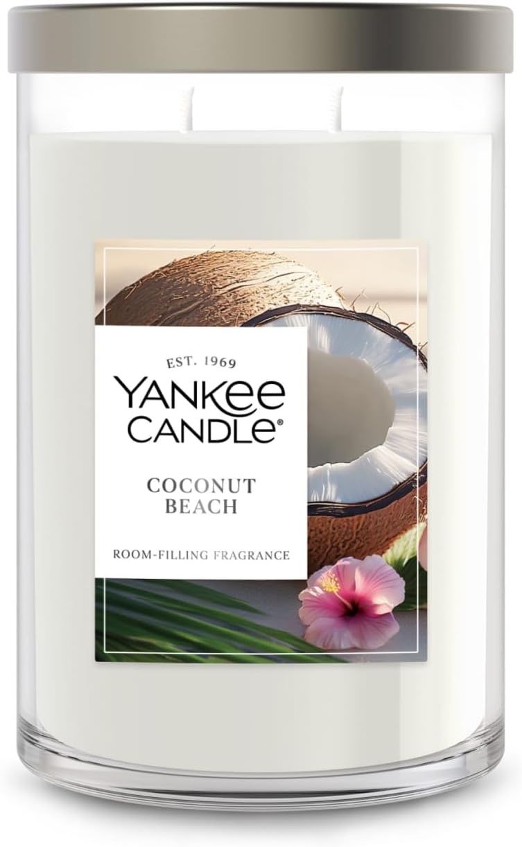 image:imageYankee Candle Large Tumbler Scented Candle with up to 80 Hour Burn Time Premium Plant Wax Blend for Consistent Burn 20 oz Tumbler Candle with Room Filling Fragrance Coconut BeachCoconut Beach