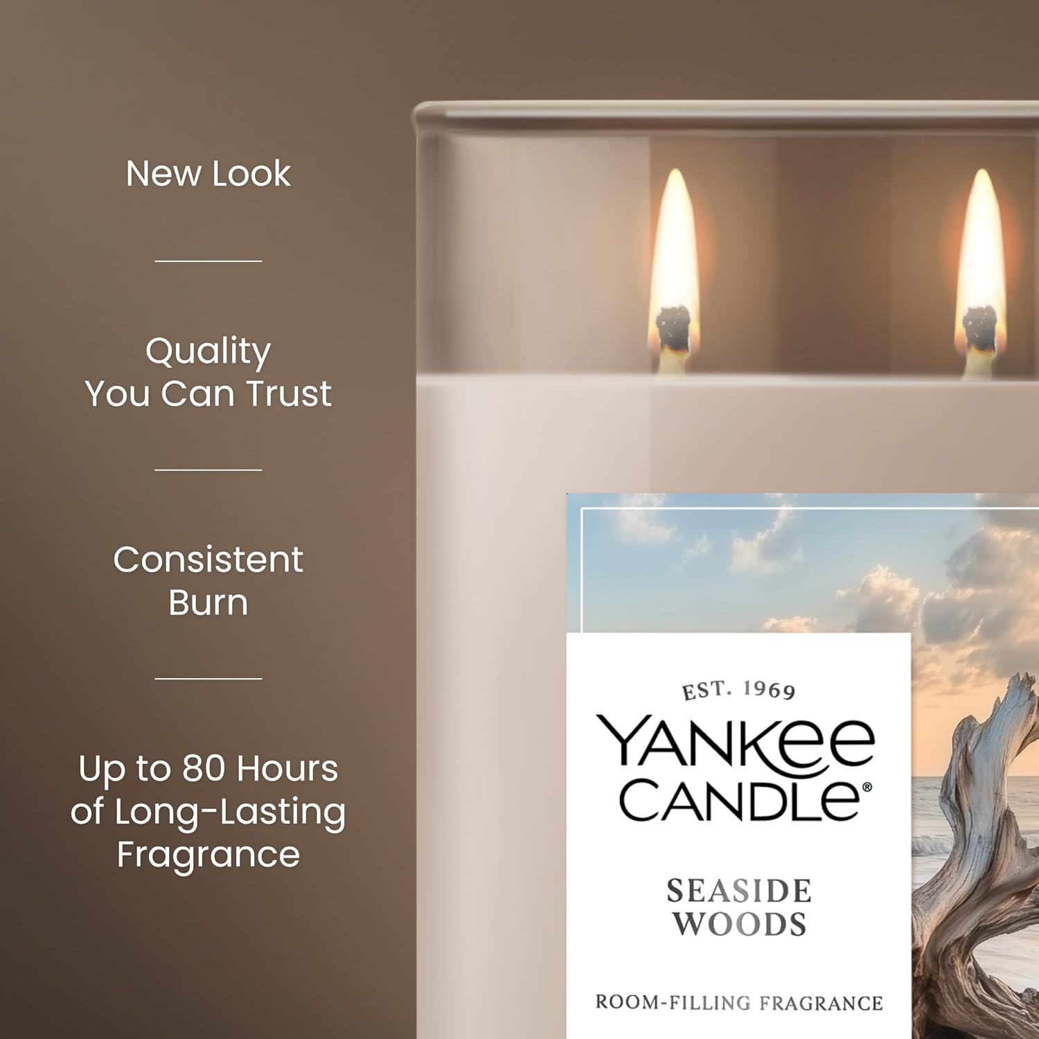 image:imageYankee Candle Large Tumbler Scented Candle with up to 80 Hour Burn Time Premium Plant Wax Blend for Consistent Burn 20 oz Tumbler Candle with Room Filling Fragrance Coconut BeachSeaside Woods