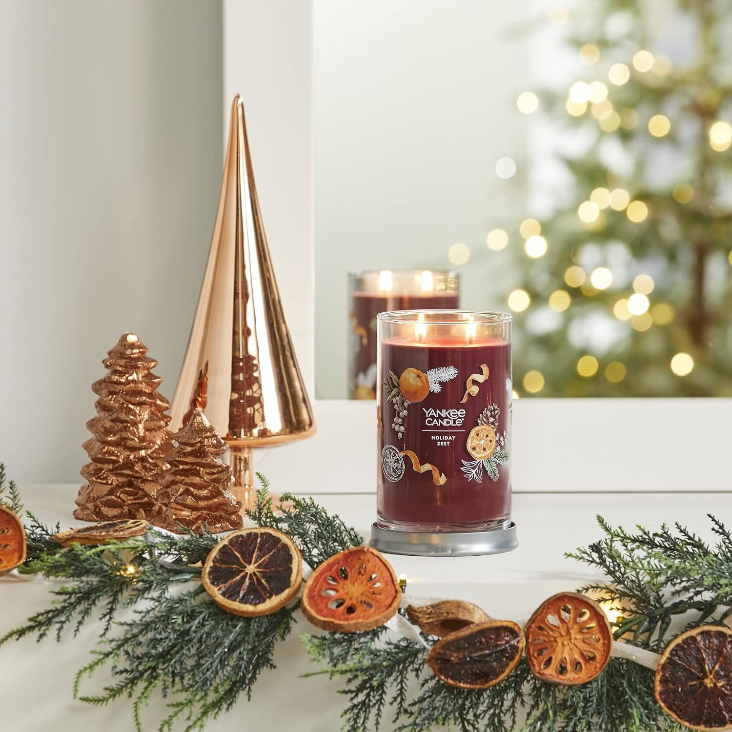 image:imageYankee Candle Large Tumbler Scented Candle with up to 80 Hour Burn Time Premium Plant Wax Blend for Consistent Burn 20 oz Tumbler Candle with Room Filling Fragrance Christmas EveHoliday Zest