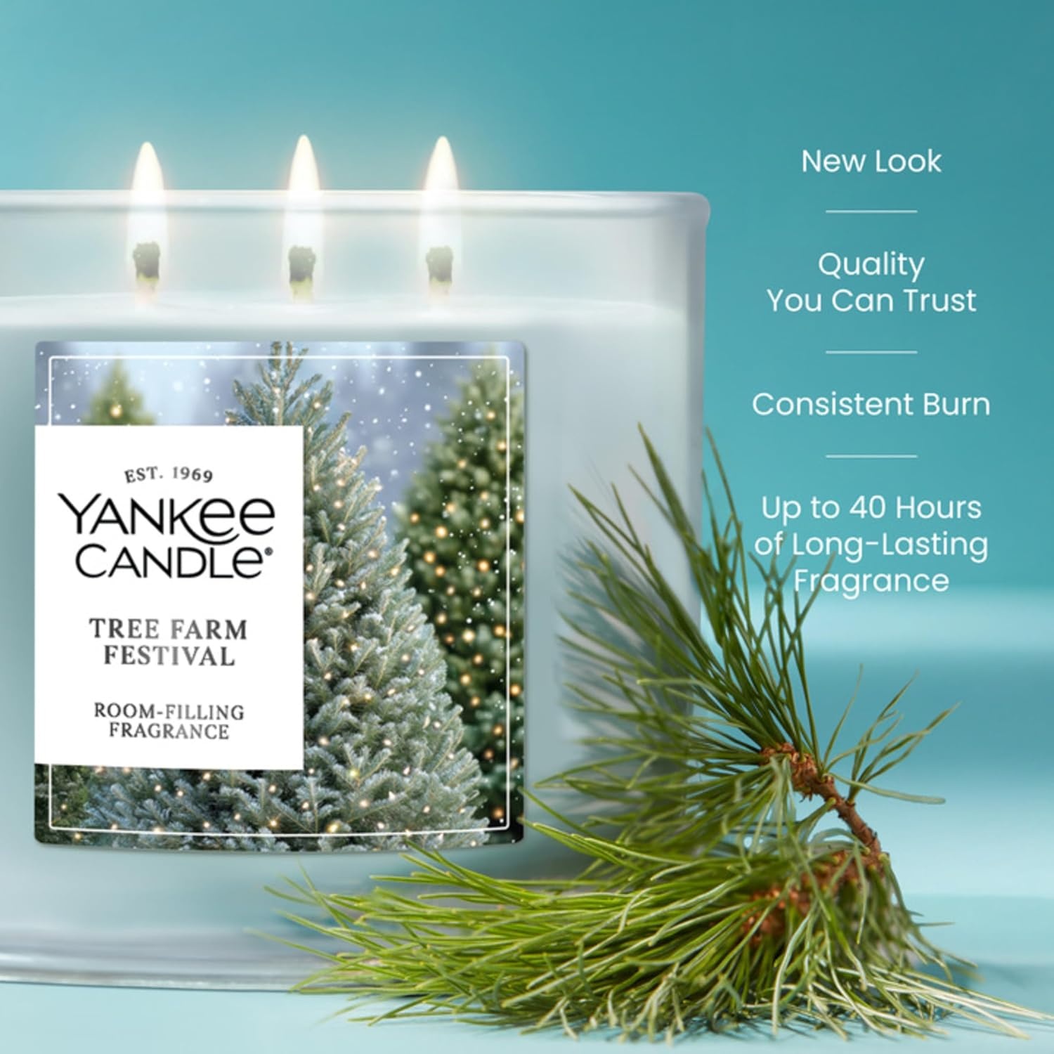 image:imageYankee Candle Large Tumbler Scented Candle with up to 80 Hour Burn Time Premium Plant Wax Blend for Consistent Burn 20 oz Tumbler Candle with Room Filling Fragrance Balsam amp CedarTree Farm Festival