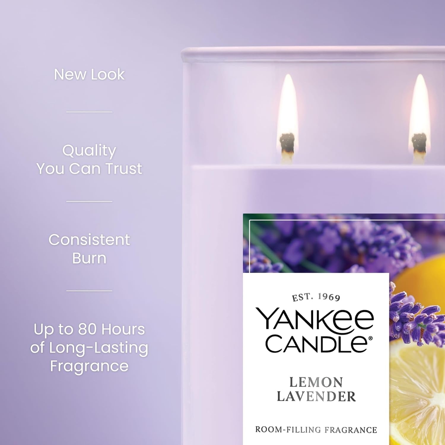 image:imageYankee Candle Large Tumbler Scented Candle with up to 80 Hour Burn Time Premium Plant Wax Blend for Consistent Burn 20 oz Tumbler Candle with Room Filling Fragrance Lilac BlossomsLemon Lavender
