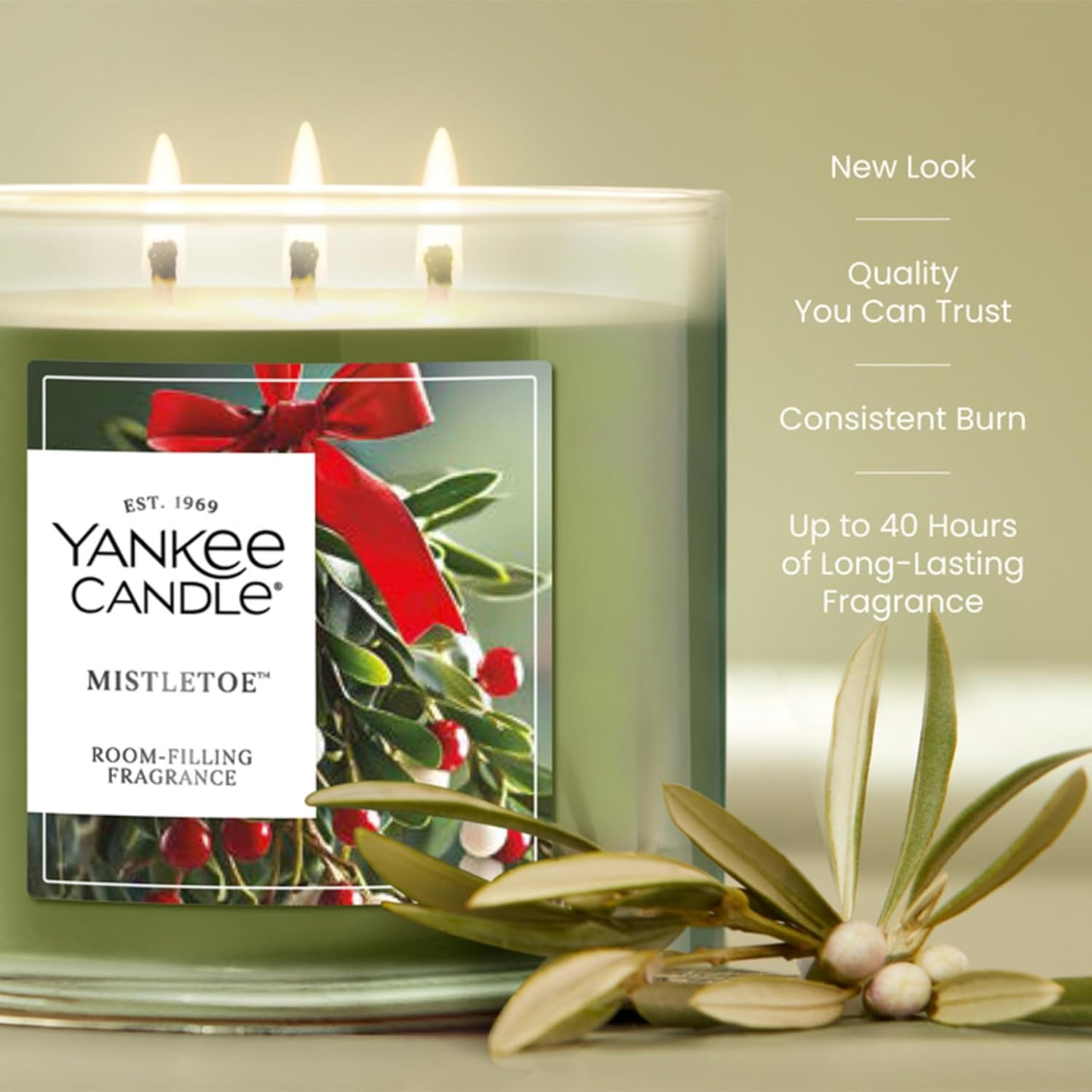 image:imageYankee Candle Large Tumbler Scented Candle with up to 80 Hour Burn Time Premium Plant Wax Blend for Consistent Burn 20 oz Tumbler Candle with Room Filling Fragrance Balsam amp CedarMistletoe