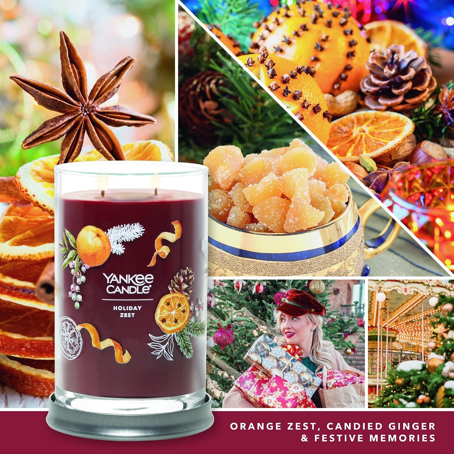 image:imageYankee Candle Large Tumbler Scented Candle with up to 80 Hour Burn Time Premium Plant Wax Blend for Consistent Burn 20 oz Tumbler Candle with Room Filling Fragrance Christmas EveHoliday Zest