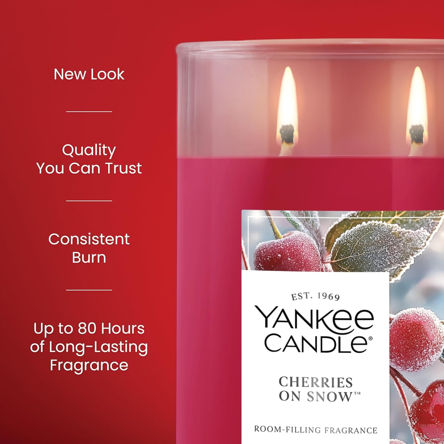 image:imageYankee Candle Large Tumbler Scented Candle with up to 80 Hour Burn Time Premium Plant Wax Blend for Consistent Burn 20 oz Tumbler Candle with Room Filling Fragrance Cherries on SnowFestive