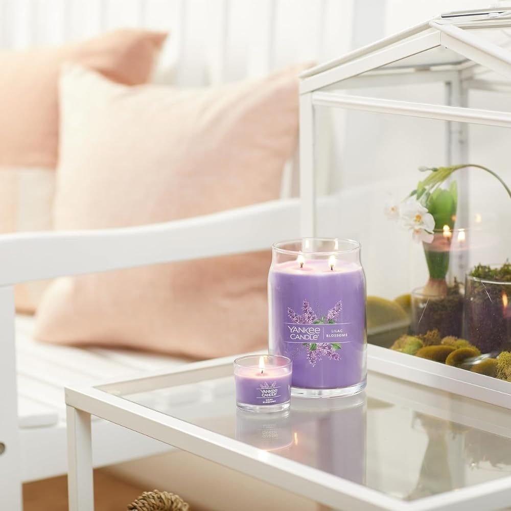 image:imageYankee Candle Lilac Blossoms Scented Mini Jar Candles 13 oz Small Glass Jar Candles 10Hour Burn Time Purple Floral Home Fragrance for Gifts and Decor Pack of 12