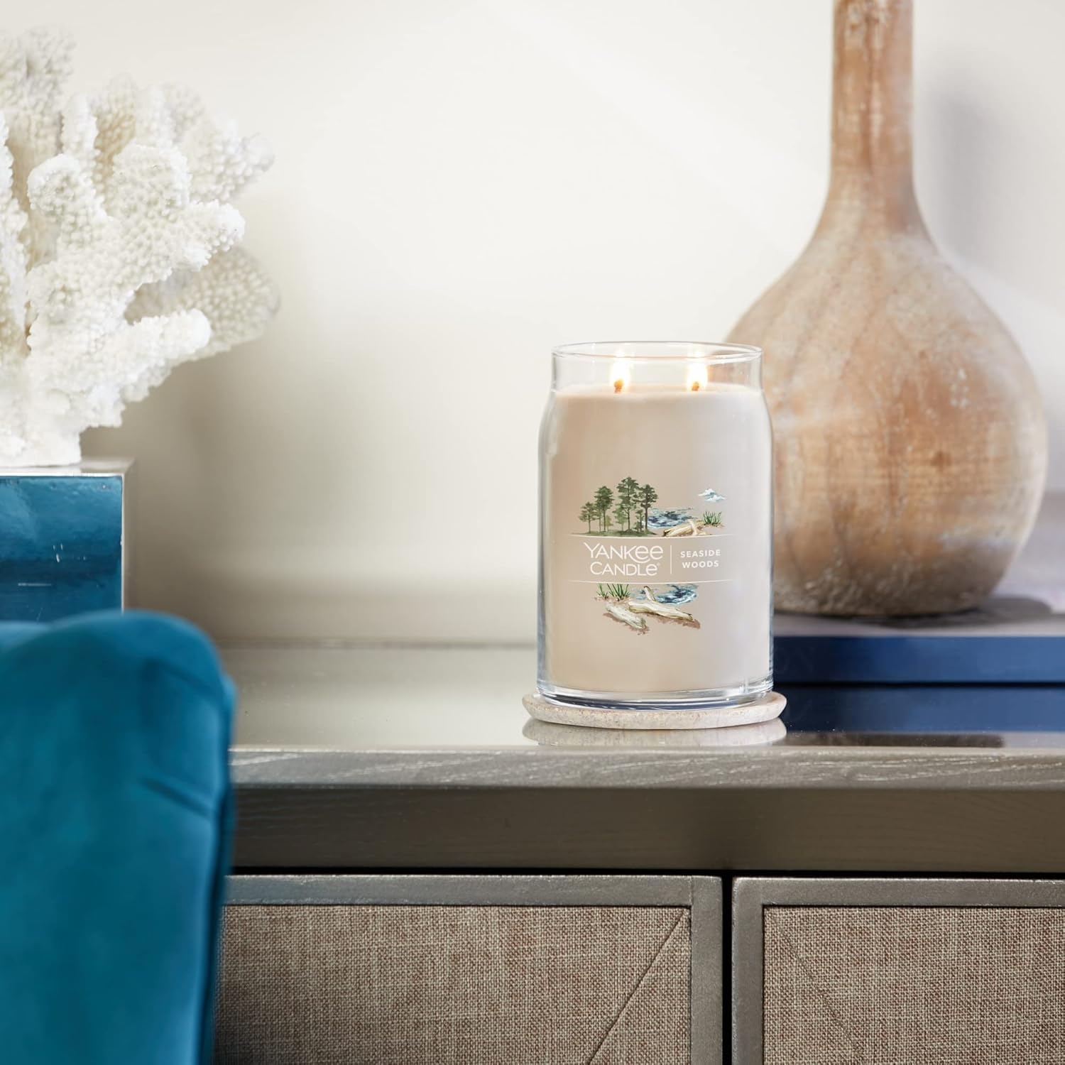image:imageYankee Candle Mediterranean Breeze Scented Classic 22oz Large Jar Single Wick Candle Over 110 Hours of Burn Time ParaffinGrade WaxSeaside Woods
