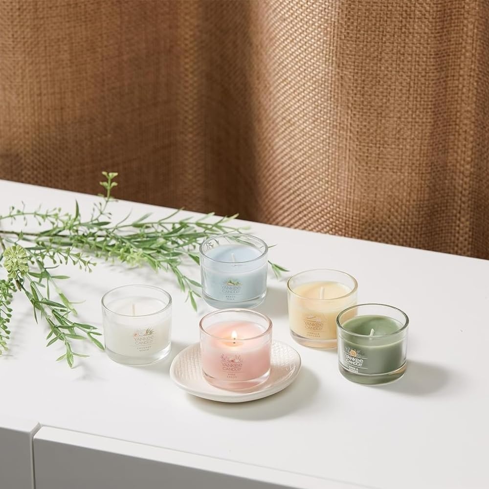 image:imageYankee Candle Mini Jar Scented Candle Small Single Wick Candle for Home Fragrance Long Lasting Burn Pink Sands Pack of 4