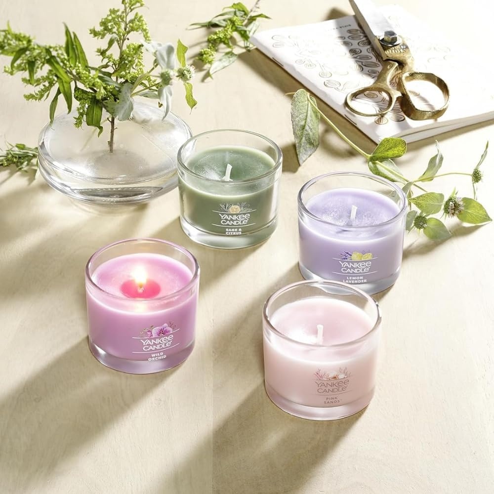 image:imageYankee Candle Mini Jar Scented Candle Small Single Wick Candle for Home Fragrance Long Lasting Burn Pink Sands Pack of 4