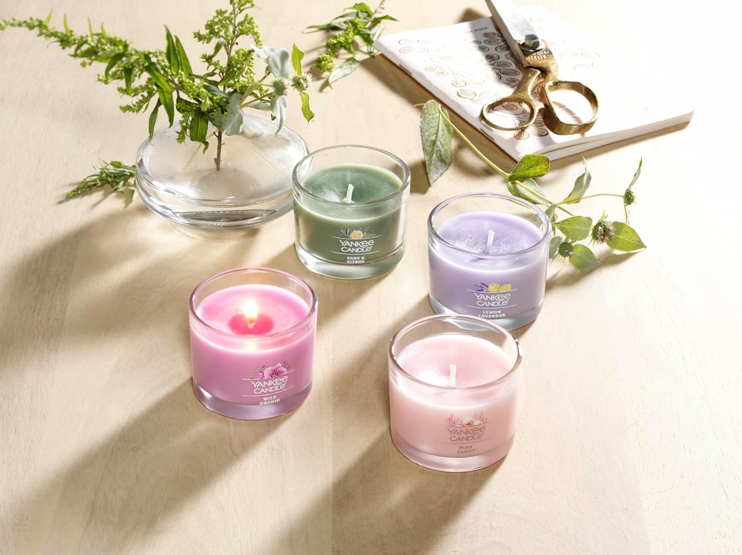 image:imageYankee Candle Mini Jar Scented Candles Small Single Wick Candle Set Soy Wax Blend Vanilla Cupcake Lilac Blossoms Coconut Beach Pink Sands Sweet Serenity Variety PackSweet Serenity