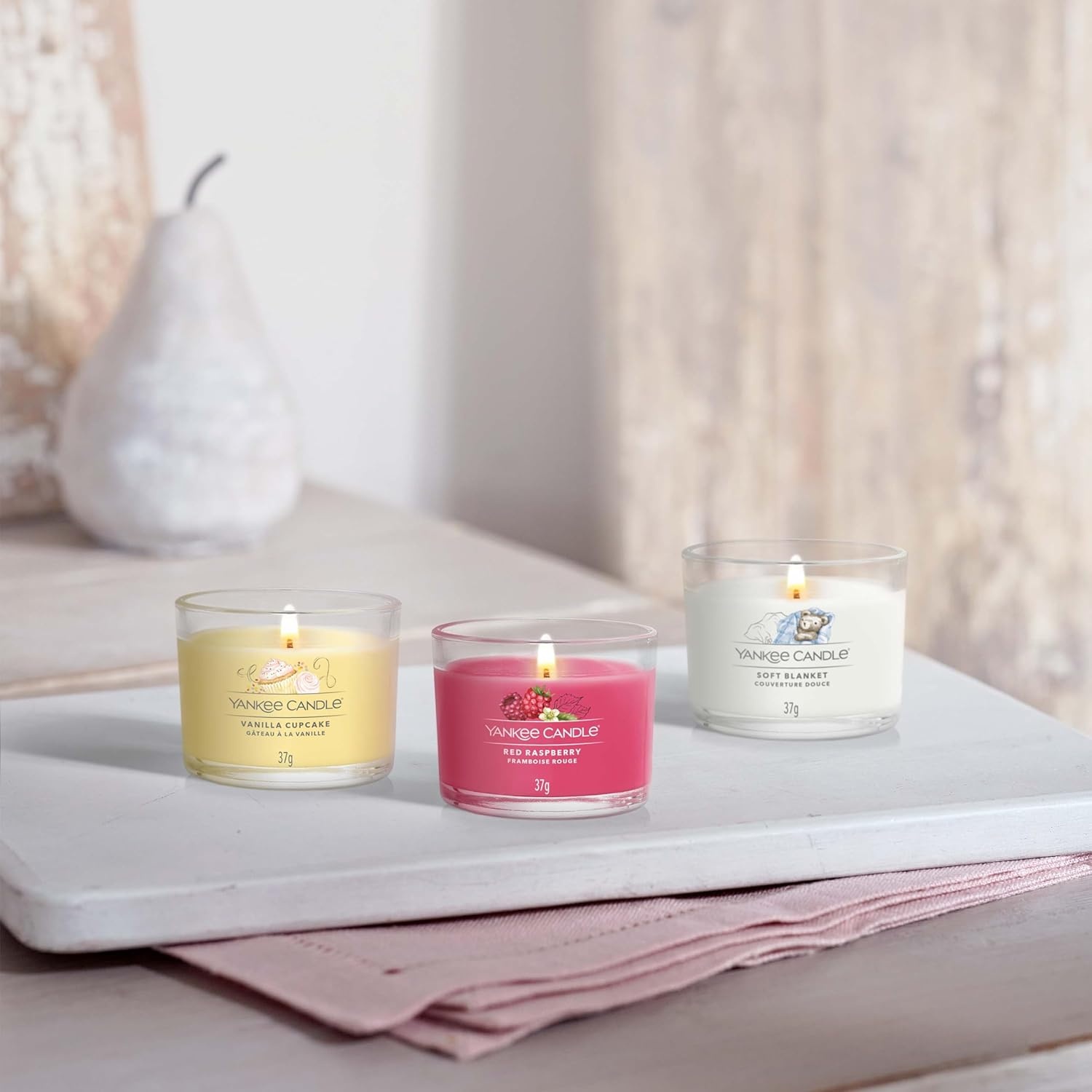 image:imageYankee Candle Mini Jar Scented Candles Small Single Wick Candle Set Soy Wax Blend Vanilla Cupcake Lilac Blossoms Coconut Beach Pink Sands Sweet Serenity Variety PackSweet Serenity