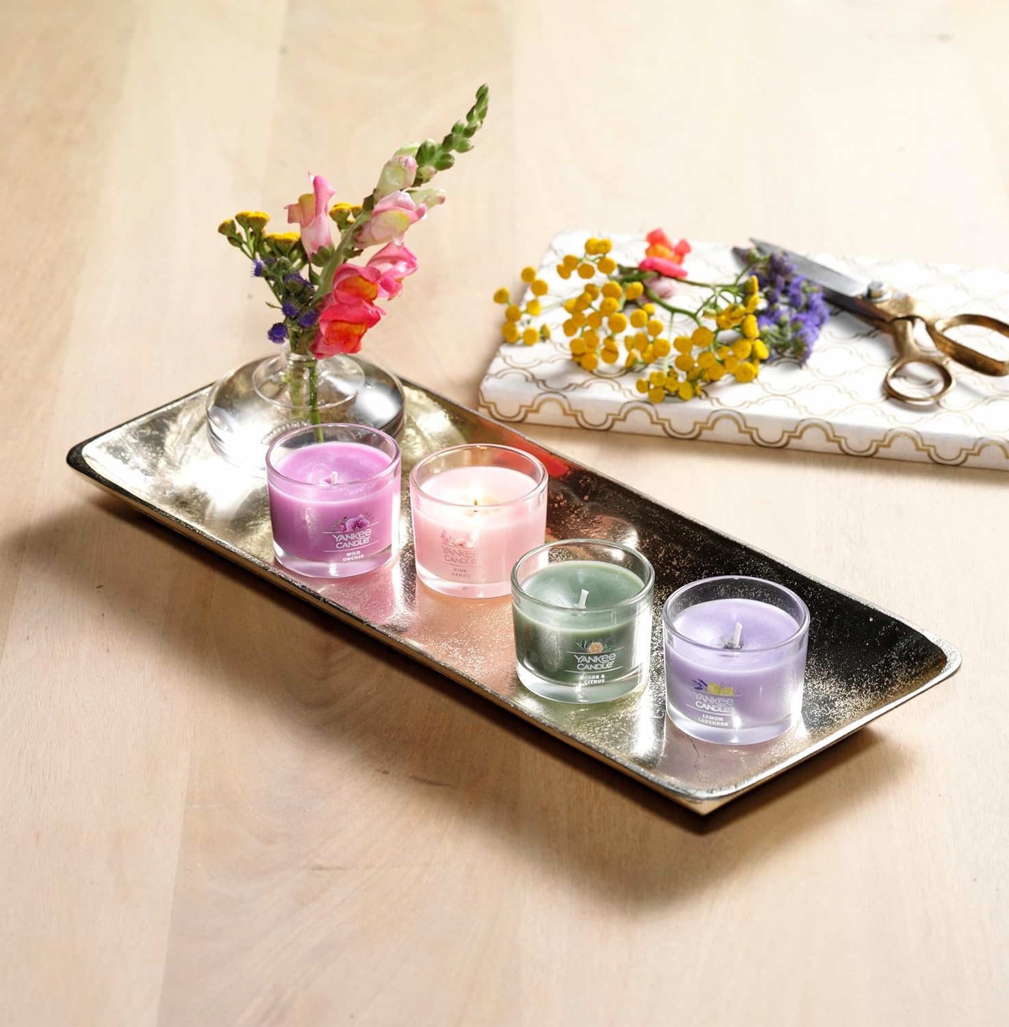 image:imageYankee Candle Mini Jar Scented Candles Small Single Wick Candle Set Soy Wax Blend Vanilla Cupcake Lilac Blossoms Coconut Beach Pink Sands Sweet Serenity Variety PackZen Oasis