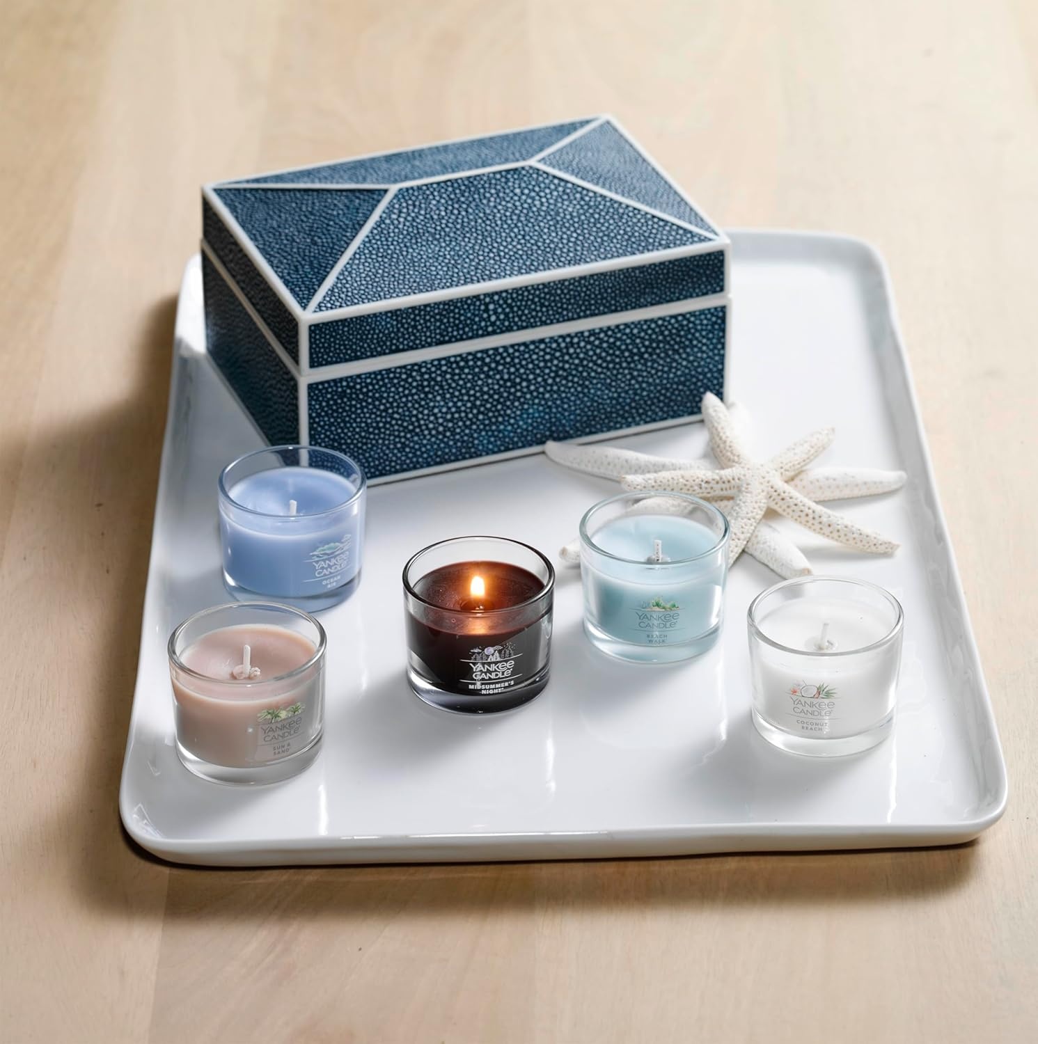 image:imageYankee Candle Mini Jar Scented Candles Small Single Wick Candle Set Soy Wax Blend Vanilla Cupcake Lilac Blossoms Coconut Beach Pink Sands Sweet Serenity Variety PackSweet Serenity
