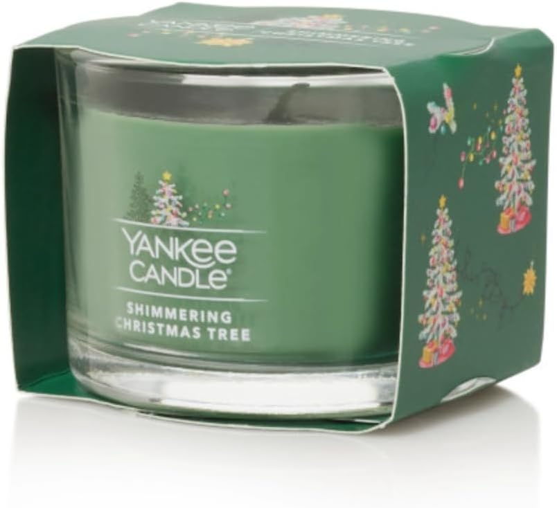 image:imageYankee Candle Mini Jar Scented Candles Small Single Wick Candle Set for Home Fragrance Soy Wax Blend Long Lasting Burn Shimmering Christmas Tree Pack of 6Shimmering Christmas Tree
