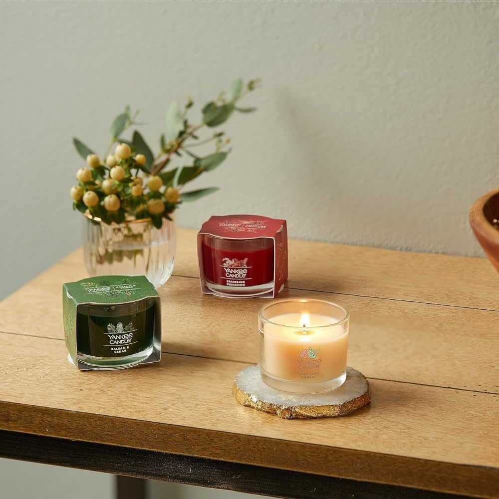 image:imageYankee Candle Mini Jar Scented Candles Small Single Wick Candle Set for Home Fragrance Soy Wax Blend Long Lasting Burn Shimmering Christmas Tree Pack of 6Balsam Cedar