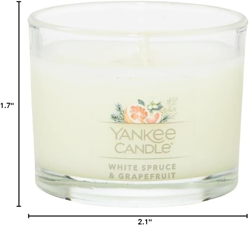 image:imageYankee Candle Mini Jar Scented Candles Small Single Wick Candle Set for Home Fragrance Soy Wax Blend Long Lasting Burn Shimmering Christmas Tree Pack of 6White Spruce Grapefruit